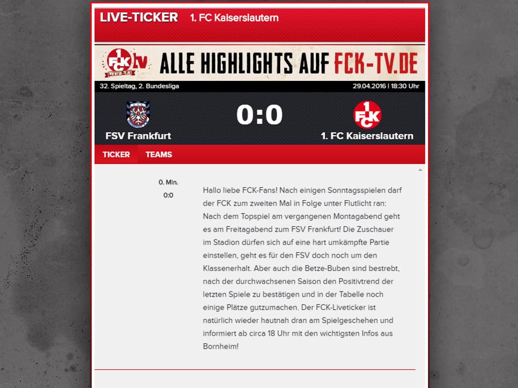 Auswärtsspiel beim FSV Frankfurt im FCK-Liveticker