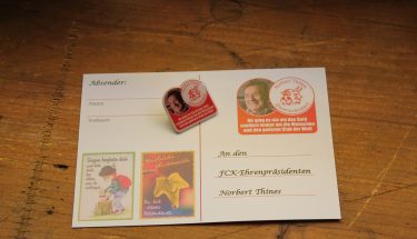 Pin und Postkarte für Norbert Thines