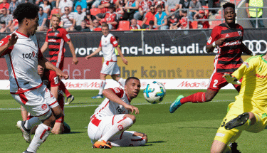Phillipp Mwene mit einem Doppelpack im Spiel gegen Ingolstadt